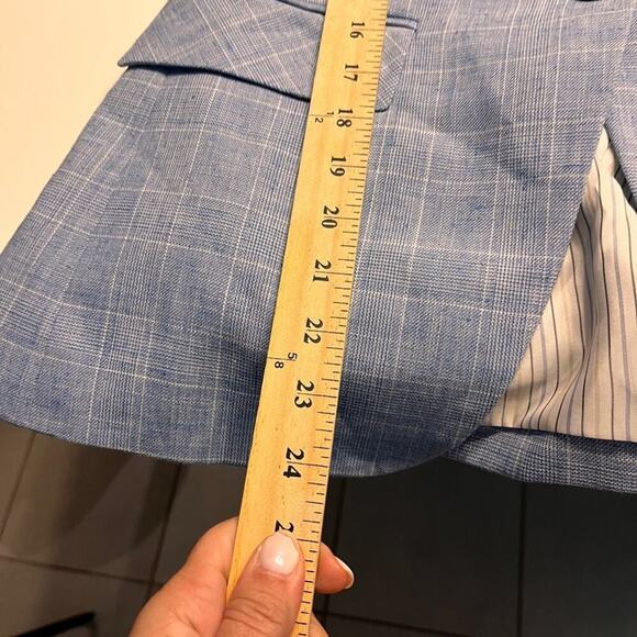 NWT Veronica Beard Blue Plaid Linen Cutaway Dickey Jacket Gold Buttons S… - Picture 11 of 13